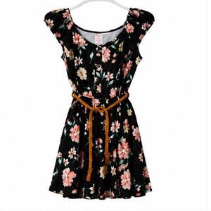 Women's size 3XL Juniors size 21 Black floral mini dress No Boundaries